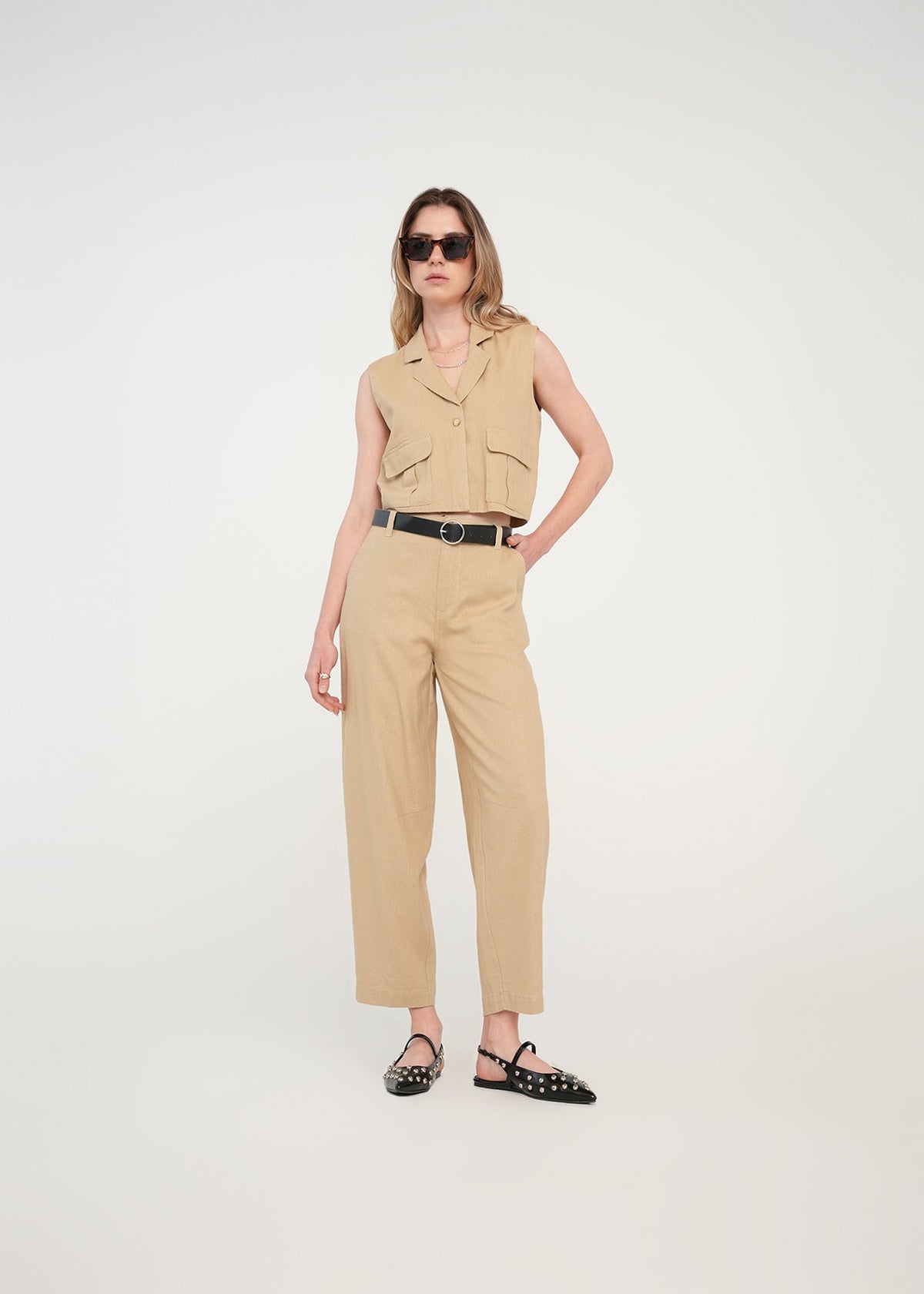 Pantalón Barrel con bolsillos - Beige 14_431H333_BEI151114_0
